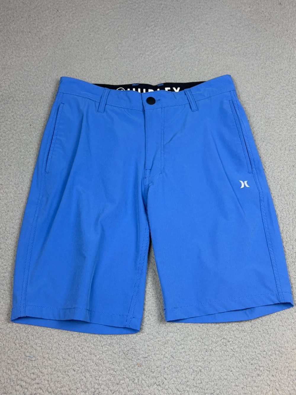Hurley Shorts Mens 30 Blue Chino Polyester Stretch Logo Casual Performance